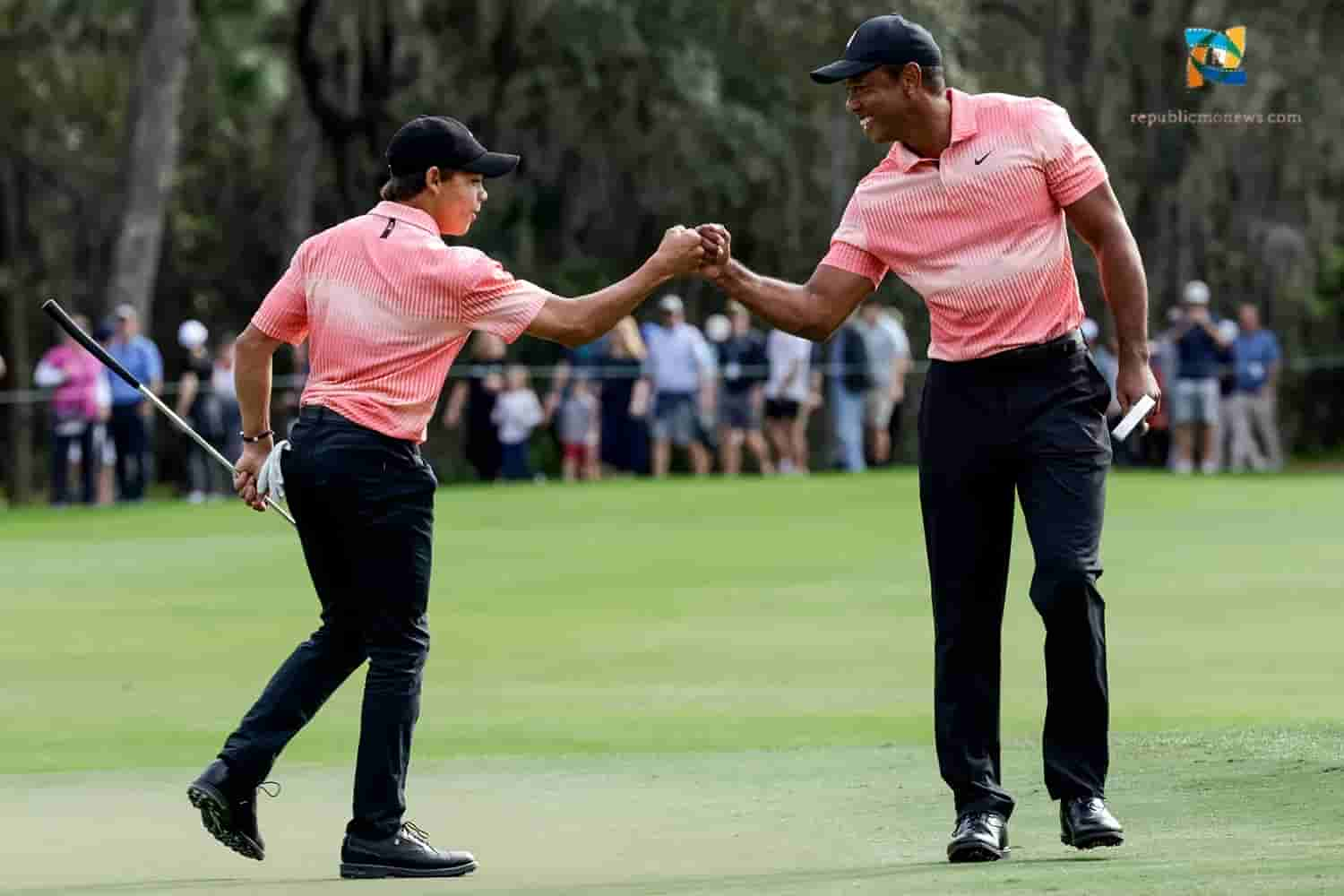 Tiger wood and Charlie Wood at PNC Championship