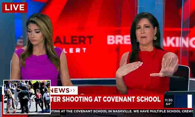 Local news anchors, Holly Thompson, and Amanda Hara, break down while reporting the Covenant school Nashville shooting.